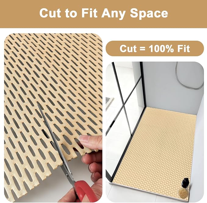 Square Shower Mat: 32"x32" Extra Large Non Slip Shower Mats for Inside Shower, Trimmable PVC Anti Slip Shower Stall Mats, Quick Dry Stand Up Shower Mat for Elderly, Kids