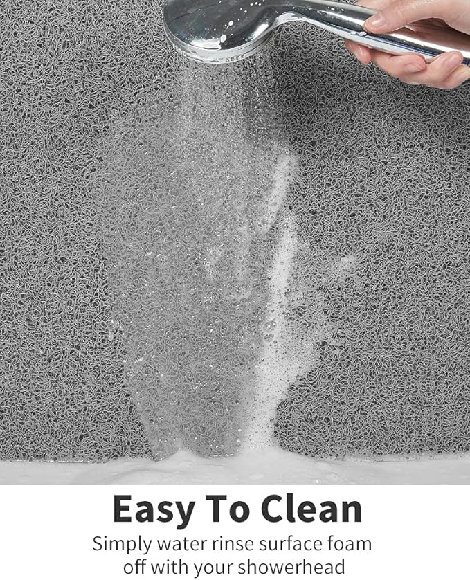 Non Slip Shower Mat, Comfortable Bath mat for Textured Surface,Quick Drying Easy Cleaning Shower Floor Mat for Wet Area,Without Suction Cups Grey 24 x 24