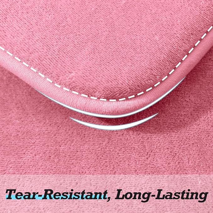 HUXMEYSON Bathroom Rugs Sets 3 Piece, Non-Slip & Quick Dry Bath Mat Set, Ultra Soft Velvet Bath Rugs for Bathroom, Toilet and Shower Floor, Pink