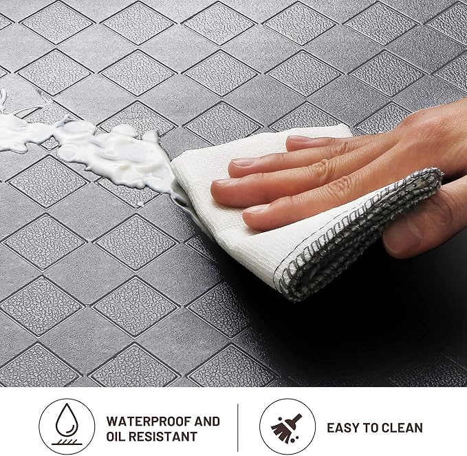 HappyTrends Kitchen Floor Mat - 4/5 Inch Thick Anti-Fatigue Kitchen Rug,Waterproof Non-Slip Kitchen Mats and Rugs Heavy Duty Ergonomic Comfort Rug for Kitchen,Office,Sink,Laundry,(17.3"x28", Gray)