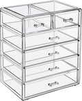 Sorbus Acrylic Makeup Organizer Set, 6-Drawer Vanity & Countertop Cosmetic Storage with Small & Wide Drawers, Clear Makeup Storage for Brushes, Lipsticks, Jewelry – Holiday Gift for Women & Teens