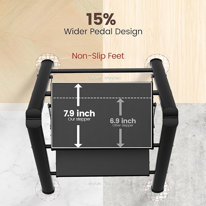 HBTower Step Ladder,Lightweight Aluminum Folding Step Stool with Anti-Slip Wide Pedal,330lbs Capacity Step Ladder for Household,Kitchen,Office - Black