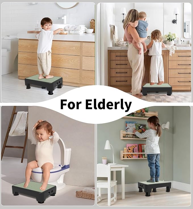 5-Level Adjustable Step Stool, Noctilucent Bedside Step, 700 LBS Capacity Safety Step Platform, Indoor Foot Stool for Seniors and Kids, Wide Step Stools Elderly Assistance at Night