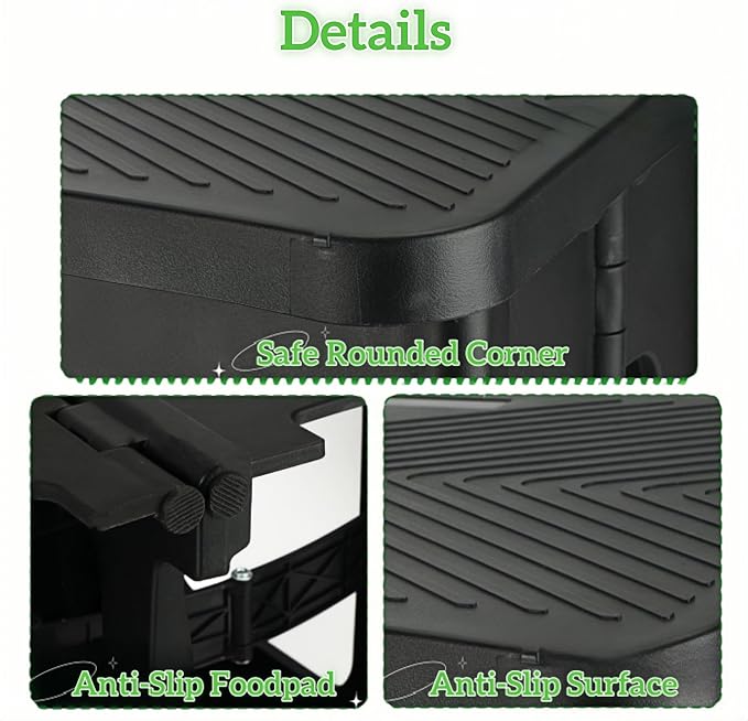 2 Step Stool Foldable, Non-Slip Steps, Folding Step Stool for Adults & Kids, Plastic Stool Pool Ladder, Collapsible Stools 2 Step Ladder for Kitchen Toilet Bedroom Office RV, Holds 330 lbs, Black