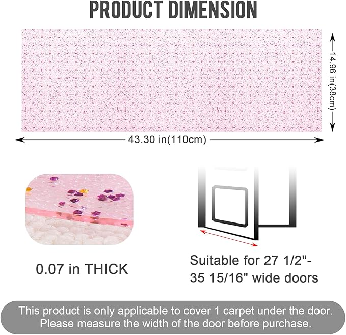 Uross Carpet Protector for Pets - Purple Cat Carpet Protector for Doorway, Anti Scratch Under Door Cat Protector Mat, Easy to Cut Plastic Scratch Stopper Guard Carpet 3.6FT