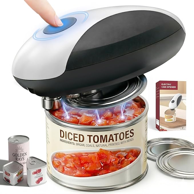 Electric Can Opener, USB-C Rechargeable Automatic Can Opener with Smooth Edge, One-Touch Operation, Magnetic Lid Hold, Easy Kitchen Gadget for Seniors, Fits Most Can Sizes