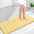 OLANLY Memory Foam Long Bathroom Rugs Runner 47x20, Super Soft Absorbent Bath Mat, Quick Dry, Machine Washable Shower Floor Rugs, Bathmat Carpet, Bathroom Home Decor Accessories, Yellow
