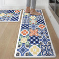 GENIMO Anti Fatigue Kitchen Mats for Floor, Cushioned Non Slip Kitchen Rug, Waterproof Kitchen Floor Mat Runner, Kitchen Mat for Laundry, Sink, Office, Entryway, 17.3"x59"+17.3"x30", Blue