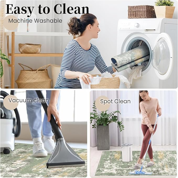 Office Chair Mat for Hardwood Floor & Tile Floor,36"X 48" Heavy Duty Desk Chair Mat for Hard Floors, Under Desk Rug for Rolling Computer Chair,Anti Slip,Low Pile Carpet Floor Protector-Abstract Green