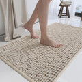 24x36 Extra Soft Chenille Bathroom Rugs - Non Slip Quick Dry Absorbent & Washable Bath Mat, Thin Low Profile Fit Under Door, Shower Mat for Outside Shower - Brown