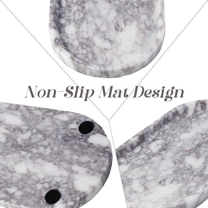 Koville Real Luxurious Natural Marble Vanity Tray, 10"x5" Calacatta Viola Marble Catchall Tray for Bathroom, Stone Perfume Trays Jewelry Dish for Dresser, Genuine Stone Storage Tray for Home Decor