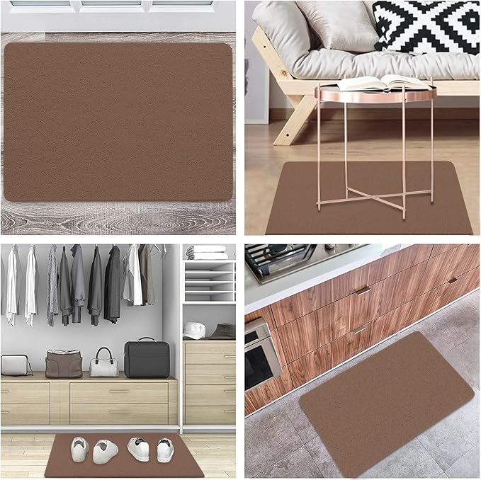 godehone Shower Mats Non Slip Without Suction Cups, PVC Loofah Bathroom Mats, Loofah Mats for Shower and Bathroom, Quick Drying, 23.6× 34.6 Inch, Brown