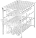 Simple Houseware Stackable 3 Tier Sliding Basket Organizer Drawer, White