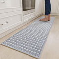 YDKGL Long Kitchen Runner Rugs Kitchen Mat Non Slip Washable, Super Absorbent Soft Chenille Braided Kitchen Mats for Floor, Rubber Backing Kitchen Floor Sink Standing Mat, Easy Clean, Gray 17"x71"