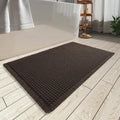 AMOAMI Upgraded Waffle Bath Mat, Super Absorbent Non Slip Bath Mats for Bathroom Floor, Machine Washable Bathroom Rugs with Tassels, Rubber Backed Bathroom Mats, Ultra Soft, 20" x 32", Chocolate