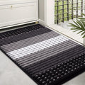 Kitinjoy Indoor Outdoor Door Mat, 36x24 Non-Slip Absorbent Dirt Trapper, Low-Profile Washable Inside Entrance Front Floor Mat, Sturdy Soft Entry Dotted Ombre Doormats for Entryway, Black