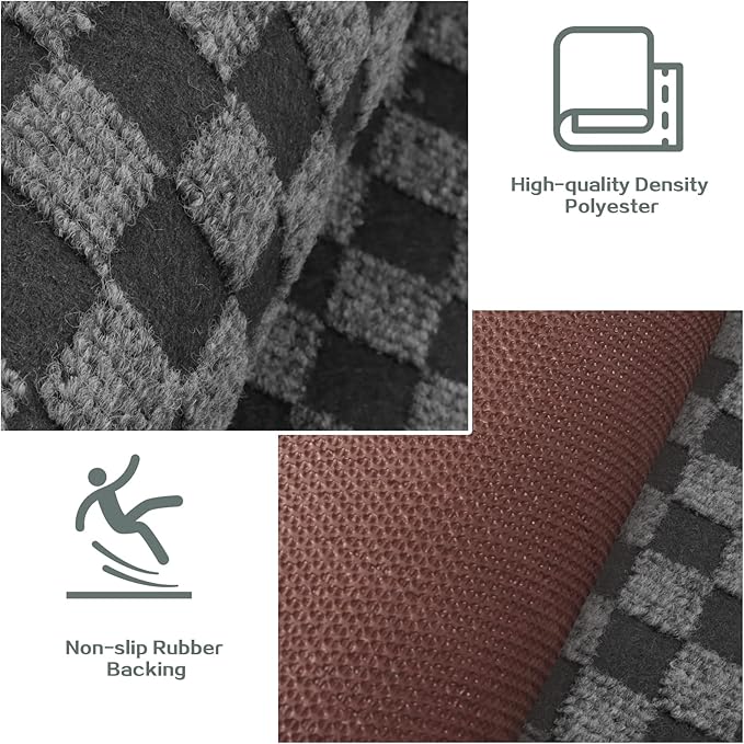 Custom Size Runner Rug 2 ft x 40 ft, 2-82ft Carpet Runners Hallway Entryway Kitchen Garage Laundry Room Area Rugs with Non-Slip Rubber Backing, Checkered Black