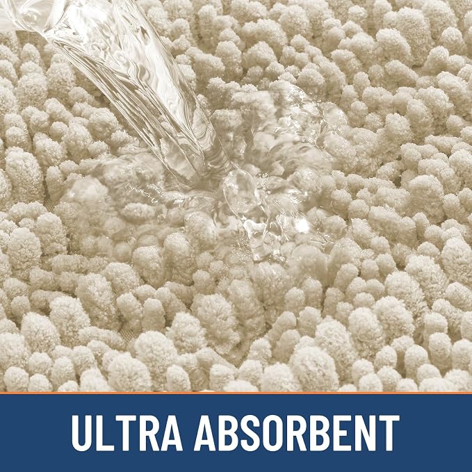 Smiry Bathroom Rugs Mat 24x16, Extra Soft Absorbent Chenille Bath Rugs, Non Slip Rubber Backing Machine Washable Quick Dry Bath Mats for Bathroom Floor, Tub, Shower, Home Decor Accessories, Sand