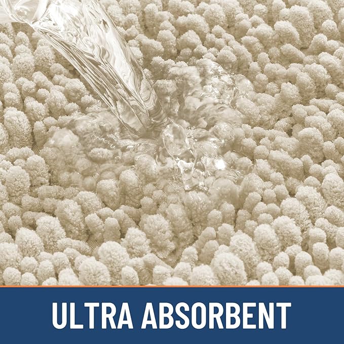 Smiry Bathroom Rugs Mat 59x24, Extra Soft Absorbent Chenille Bath Rugs, Non Slip Rubber Backing Machine Washable Quick Dry Bath Mats for Bathroom Floor, Tub, Shower, Home Decor Accessories, Sand