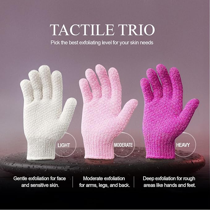 Evridwear Exfoliating Dual Texture Bath Gloves for Shower, Spa, Massage and Body Scrubs, Dead Skin Cell Remover, Gloves with Hanging Loop (1 Pair Innuendo Heavy Glove)