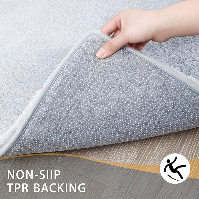MINIDEAR Bathroom Rugs 47x17 Light Gray - Thick Memory Foam Bath Mat, Ultra Soft & Plush Fluffy, Non-Slip, Quick Dry, Absorbent Washable Floor Microfiber Mat for Tub, Home Decor Accessories