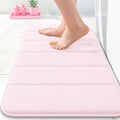 OLANLY Memory Foam Bath Mat 24x16, Super Soft Absorbent Bathroom Rugs, Quick Dry, Machine Washable Shower Floor Rugs, Bathmat Carpet, Bathroom Decor Accessories, Pink