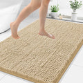 Smiry Luxury Chenille Bathroom Rugs 48x32, Extra Soft and Absorbent Shaggy Bath Mat, Machine Washable, Non-Slip Plush Carpet Runner for Tub, Shower, and Floor, Home Decor Accessories, Beige