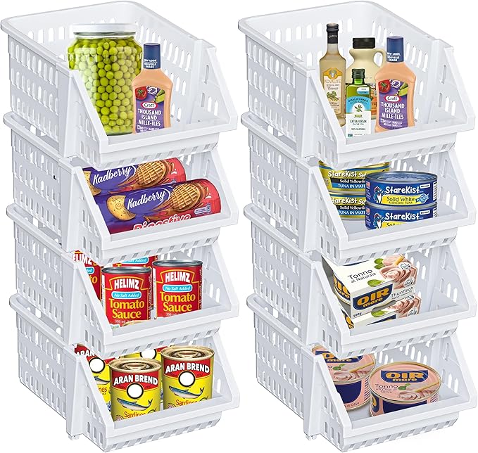 TidyFriend 8 Pack Small Stackable Storage Bins for Toy Organizer and Storage - Toy Storage Organizer for Kids Room and Home Organization (White)