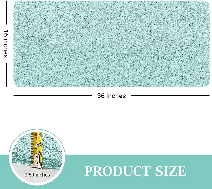 LuxStep Shower Mat Bathtub Mat,36x16 inch, Non-Slip Bath Mat with Drain, Quick Drying PVC Loofah Bathmat for Tub,Shower,Bathroom (Phthalate Free,Green)
