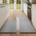 YDKGL Kitchen Mat Kitchen Rugs Sets of 2 PCS Non Slip Washable, Linen-Like 0.3" Thick Cushioned Absorbent Kitchen Mats for Floor, Mild Anti-Fatigue Sink Laundry Standing Mat, Gray 17"x30"+17"x47"