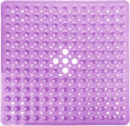 Yimobra Shower Stall Mat Non Slip, 21x21 Inch, Soft Square Bath Mat for Shower with Suction Cups and Drain Holes, Stall Floor Mats for Bathroom, Machine Washable, Bathroom Accessories, Clear Purple