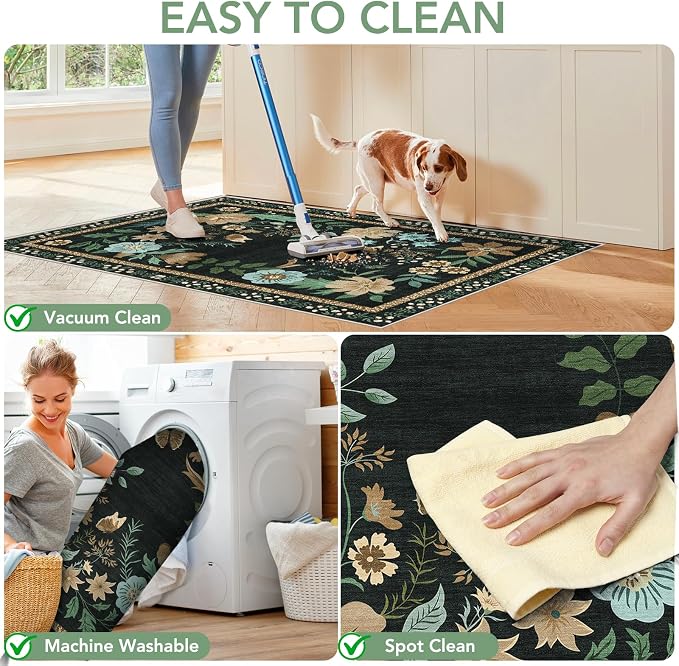 Office Chair Mat for Hardwood Floor&Tile Floor,36"x48" Heavy Duty Desk Chair Mat for Hard Floors,Under Desk Rug for Rolling Computer Chair,Anti Slip,Low Pile Carpet Floor-Square Frame Colorful Flowers