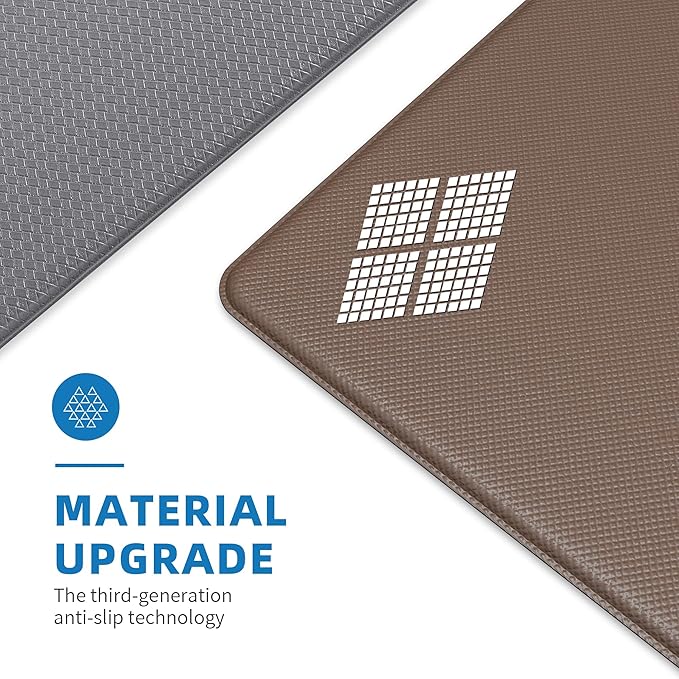 Kitchen Mats for Floor 2 Piece - 17"x29"+17"x47" Anti Fatigue Mats for Kitchen Floor - Non Slip Cushioned Rugs for Standing - Grey