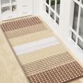 Kitinjoy Indoor Outdoor Door Mat, 47x20 Non-Slip Absorbent Dirt Trapper, Low-Profile Washable Inside Entrance Front Floor Mat, Sturdy Soft Entry Dotted Ombre Doormats for Entryway, Light Brown