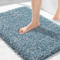 Yimobra Bath Rugs for Bathroom 32X20, Ultra Soft and Water Absorbent Bath Mats, Non Slip Plush Shower Rugs, Microfiber Thick Matts for Bathroom Floor/Tub, Machine Washable, Denim Blue and White