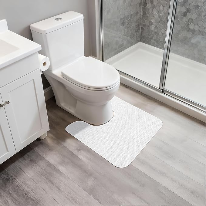 Bosap Toilet Rugs U Shaped Bathroom Rug,Machine Washable Non Slip Quick Dry Super Absorbent Ultra Thin Toilet Mats for Bathroom Toilet.Cream,1'8"x2'(20x24inch)
