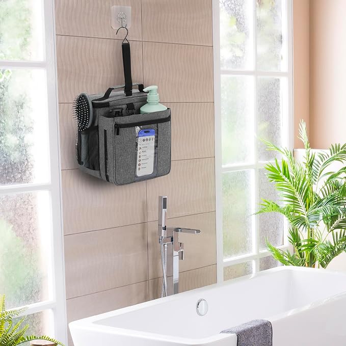 Shower Caddy Portable Quick Dry Mesh Dorm Shower Bag Men Women 2 Compartment College Dorm Room Essentials for Guys Girls,Hanging Shower Organizer for Camping Gym,Gray