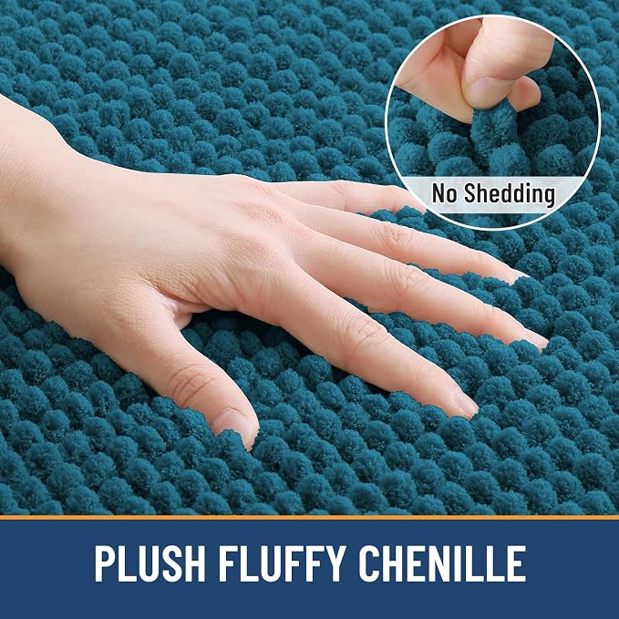 Arotive Bathroom Rugs 30" x 20", Ultra Soft Absorbent Chenille Bath Rugs, Non-Slip Rubber Backing, Machine Washable Bath Mats for Bathroom Floor, Tub and Shower, Home Decor Accessories, Peacock Blue