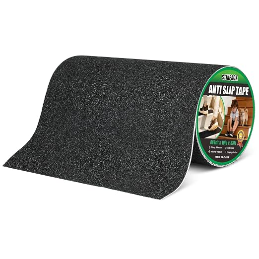 10in x 33Ft Anti Slip Tape,80 Grit Black Heavy Duty Anti Slip Safety Grip Tape, Waterproof, for Stairs Outdoor/Indoor,High Traction Stairs Non Skid Treads
