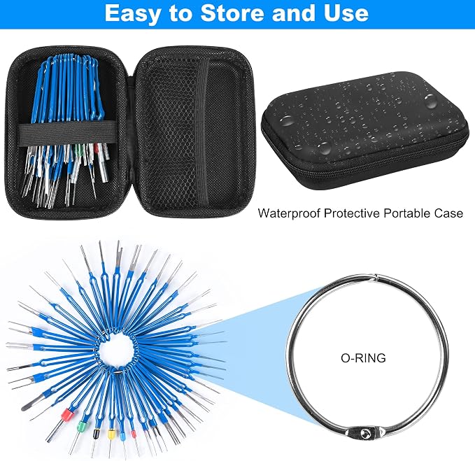 Terminal Removal Tool Kit 41 Pcs Depinning Tool Electrical Connector Pin Removal Tool Kit Pin Extractor Tool Set Wire Terminal Release Tool for Automotive Car Household Devices - Blue