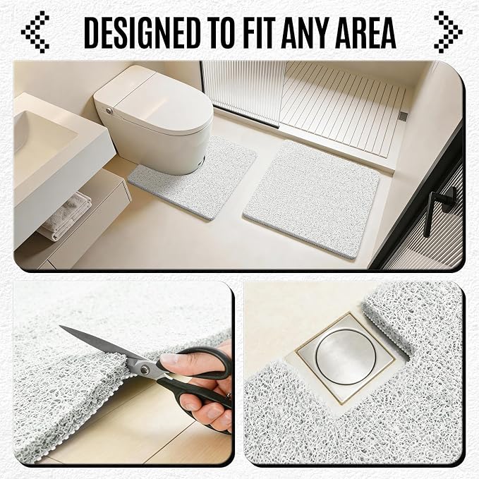 Joyhalo Shower Mat Bathtub Mat Non Slip, Bathmats Non Slip, Quick Drying Foot Scrubber Loofah Mats for Shower, Tub, Bathroom, Home, 24 * 24inch, White