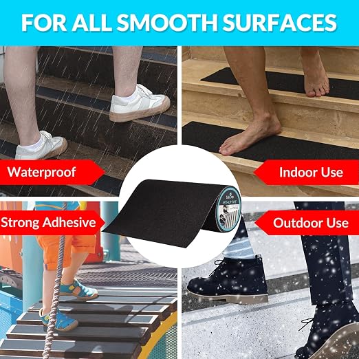LifeGrip Stay on Track Anti Slip Traction Tape, 8 Inch x 30 Foot - Best Grip, Friction, Abrasive Adhesive for Stairs, Tread Step, Indoor, Outdoor (8" X 30')