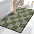 anllugs Bathroom Rugs 30" x 46", Non-Slip Extra Soft Absorbent Bath Rugs, Machine Washable Quick Dry Bath Mats for Bathroom Floor, Shower, Bathtub and Sink, Checkered Budding Green & Sage Green