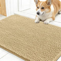 OLANLY Dog Door Mat for Muddy Paws 30x17, Absorbs Moisture and Dirt, Absorbent Non-Slip Washable Doormat, Quick Dry Chenille Mud Mat for Dogs, Entry Indoor Entryway Carpet for Inside Floor, Beige