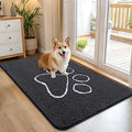 OLANLY Dog Door Mat for Muddy Paws 45x27, Paw Print Design, Absorbs Moisture and Dirt, Absorbent Non-Slip Washable Doormat, Quick Dry Chenille Mud Mat for Dogs, Entry Indoor Entryway Carpet, Dark Grey