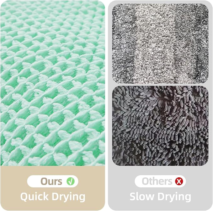 TYUU Waffle Bath Mat, Boho Bathroom Rugs Non Slip Washable Super Absorbent Quick Dry Cute Bath Mat Farmhouse Bathroom Decor, 48"x24" Aqua Blue