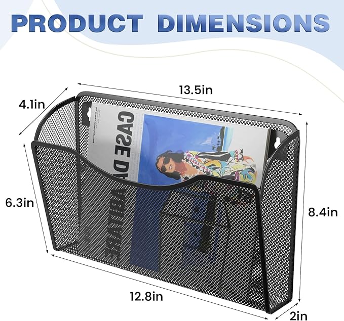 MINDEPOT Wall File Organizer,Hanging Wall Mounted File Folder Holder Mail Organizer for Office,Home and School Supplies