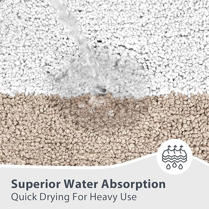 anllugs Bathroom Rugs 24" x 36", Non-Slip Extra Soft Absorbent Bath Rugs, Machine Washable Quick Dry Bath Mats for Bathroom Floor, Shower, Bathtub and Sink, Beige & White