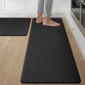 GENIMO Kitchen Mats for Floor 2PCs, Washable Anti Fatigue Mat for Cushioned, 17.3"x47"+17.3"x30", Waterproof Kitchen Rugs, Non Slip Comfort Standing Mat Rug for Home, Sink, Laundry, Black