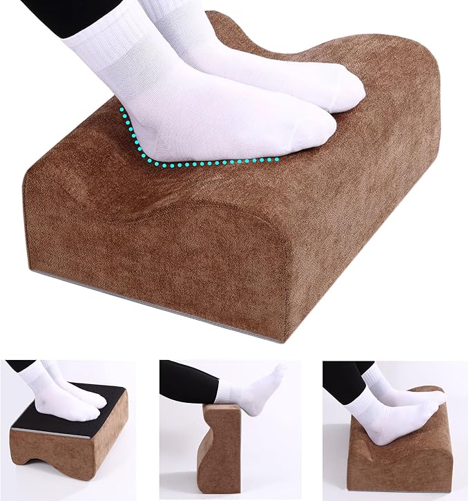 Foot Rest for Under Desk at Work,At Work Soft Ergonomic Footrest,Support Foot Pillow,Heel Chair,Leg Elevation Pillow,(Brown)